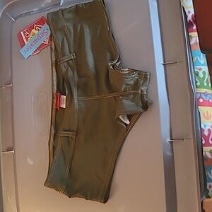 Hotness By Manhattan Beachwear Khaki Green Lowrise Cheeky Swimshorts, M